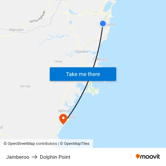 Jamberoo to Dolphin Point map