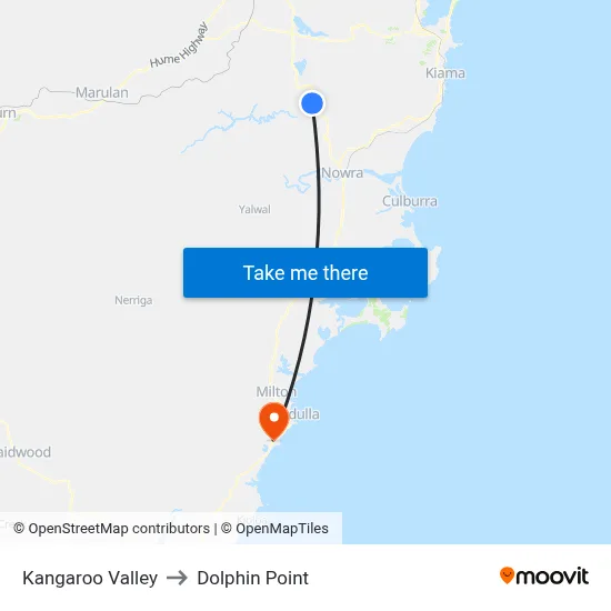 Kangaroo Valley to Dolphin Point map