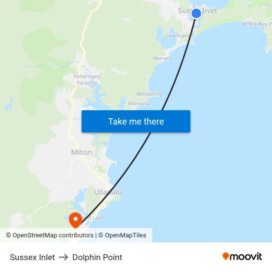 Sussex Inlet to Dolphin Point map