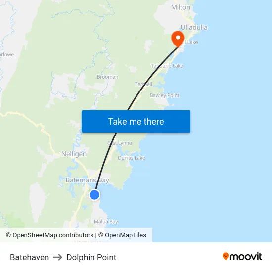 Batehaven to Dolphin Point map