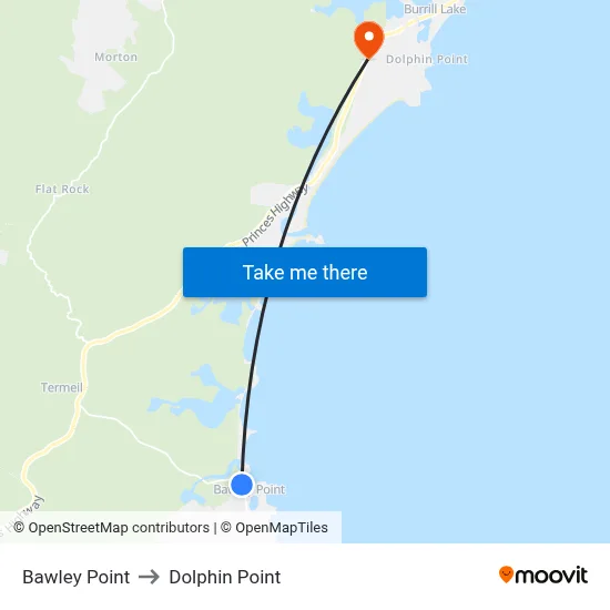 Bawley Point to Dolphin Point map