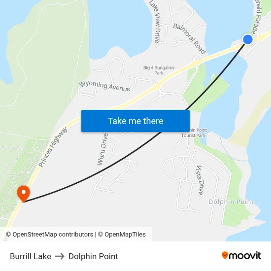 Burrill Lake to Dolphin Point map