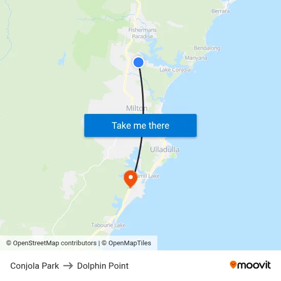 Conjola Park to Dolphin Point map
