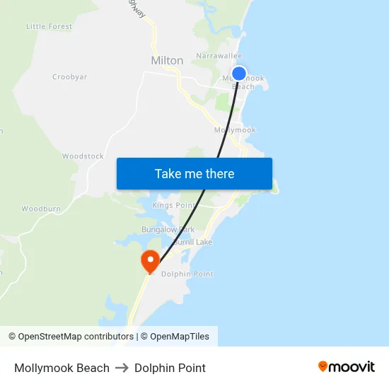 Mollymook Beach to Dolphin Point map