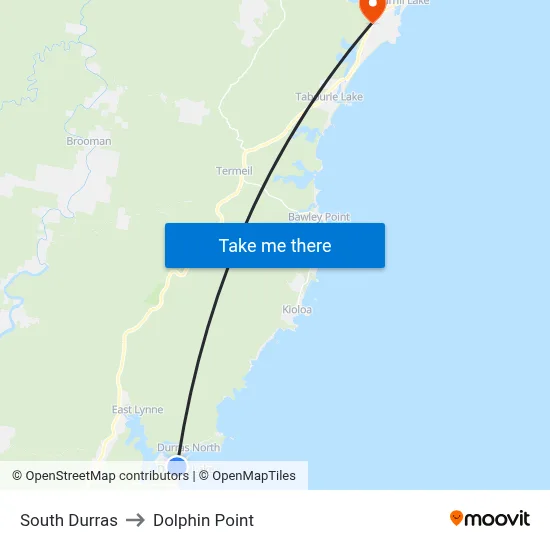 South Durras to Dolphin Point map