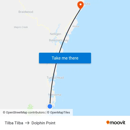 Tilba Tilba to Dolphin Point map