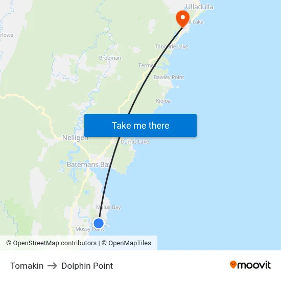 Tomakin to Dolphin Point map