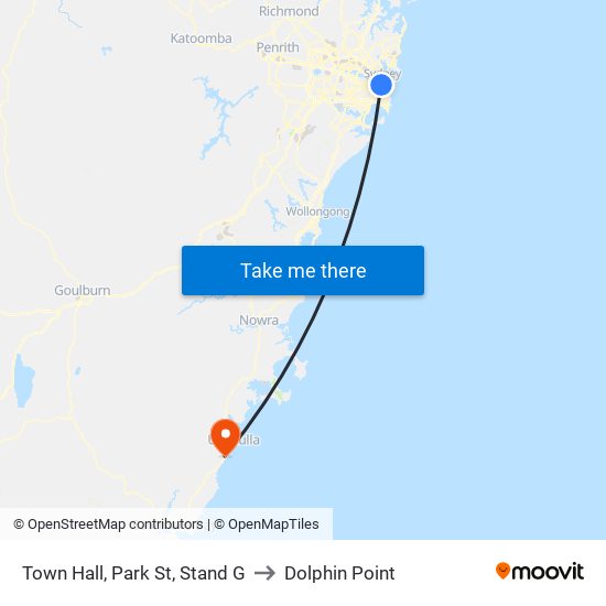 Town Hall, Park St, Stand G to Dolphin Point map