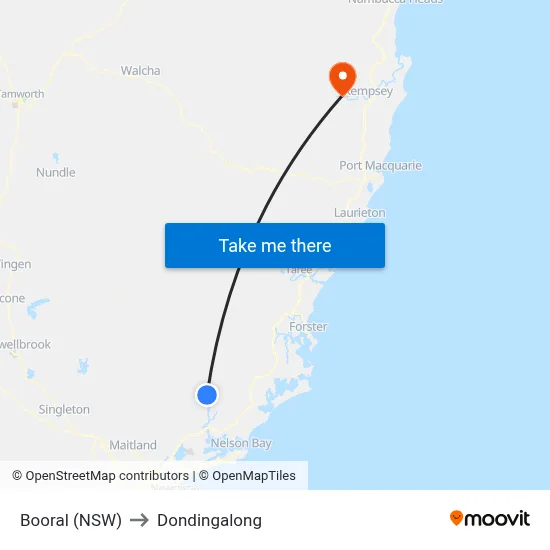 Booral (NSW) to Dondingalong map