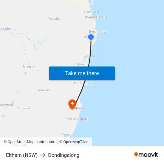 Eltham (NSW) to Dondingalong map