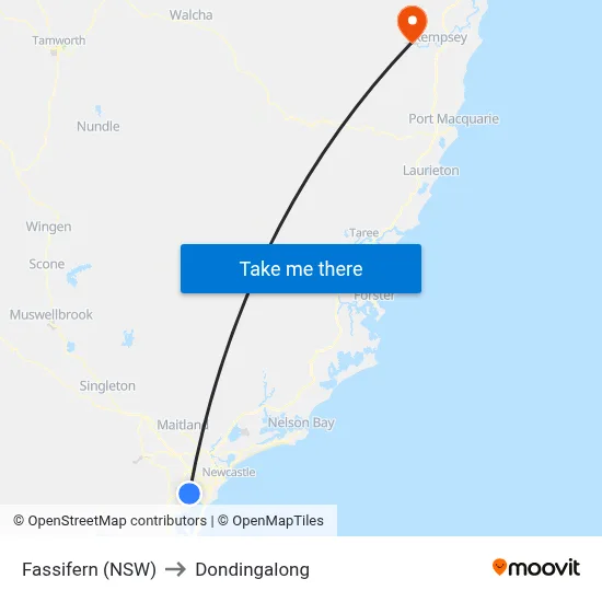 Fassifern (NSW) to Dondingalong map