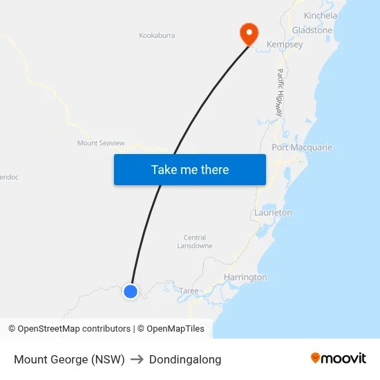 Mount George (NSW) to Dondingalong map