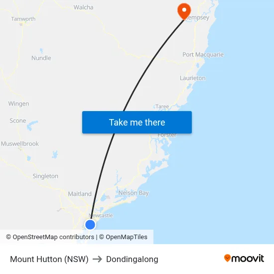 Mount Hutton (NSW) to Dondingalong map
