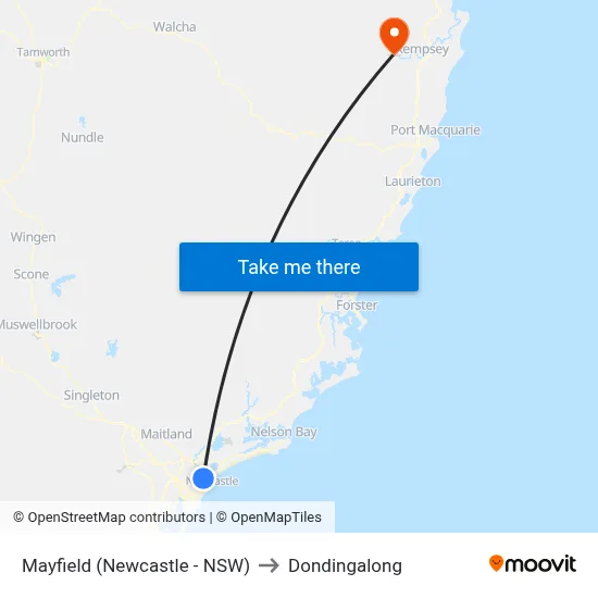 Mayfield (Newcastle - NSW) to Dondingalong map