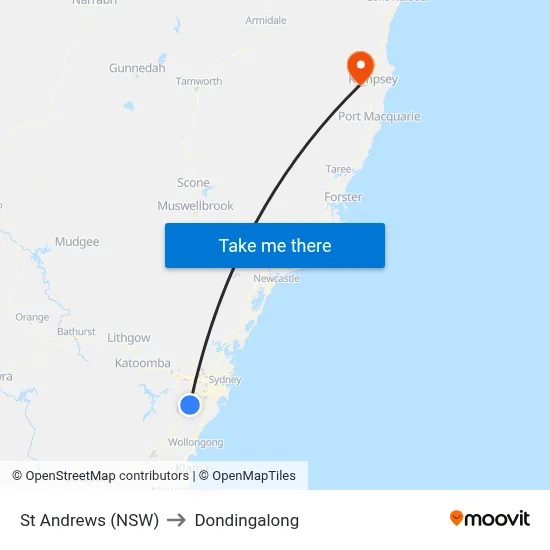 St Andrews (NSW) to Dondingalong map