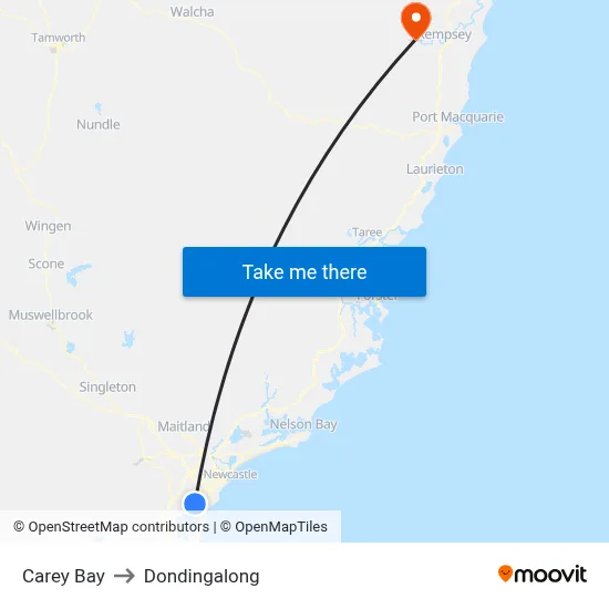 Carey Bay to Dondingalong map