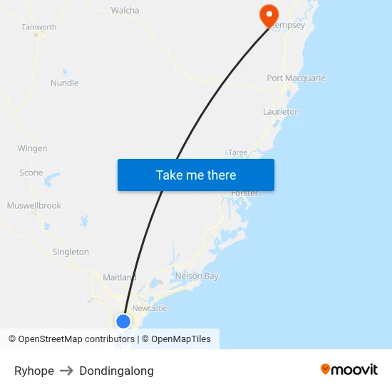 Ryhope to Dondingalong map
