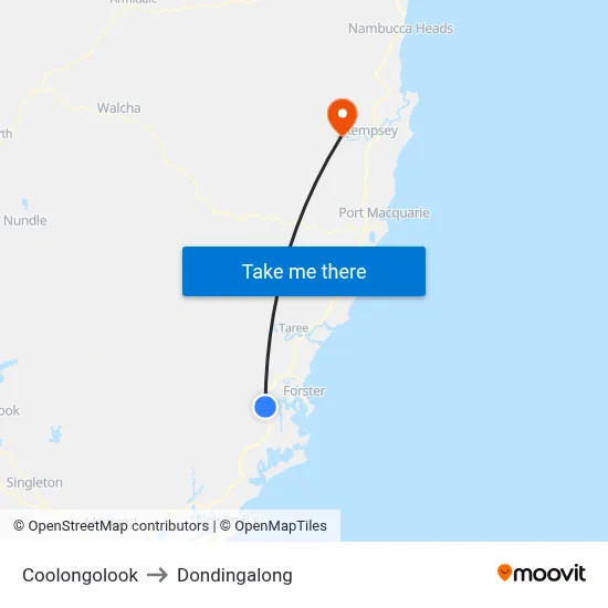 Coolongolook to Dondingalong map