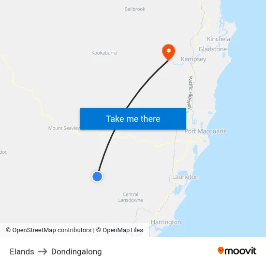 Elands to Dondingalong map