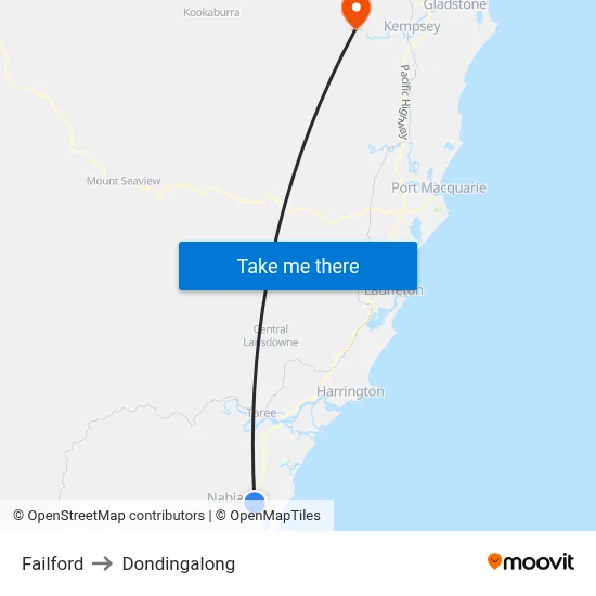 Failford to Dondingalong map