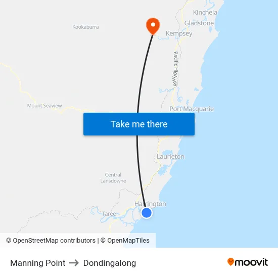 Manning Point to Dondingalong map