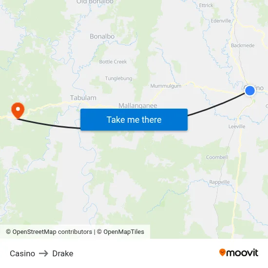 Casino to Drake map