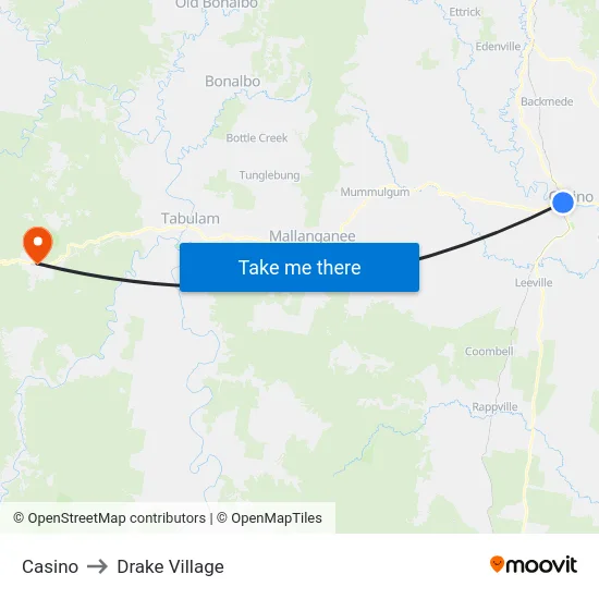 Casino to Drake Village map