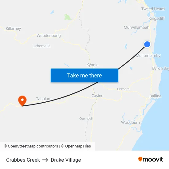 Crabbes Creek to Drake Village map