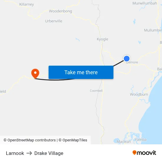Larnook to Drake Village map