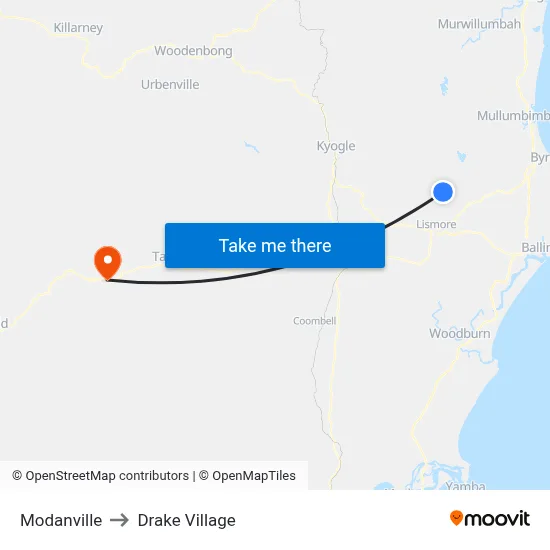 Modanville to Drake Village map