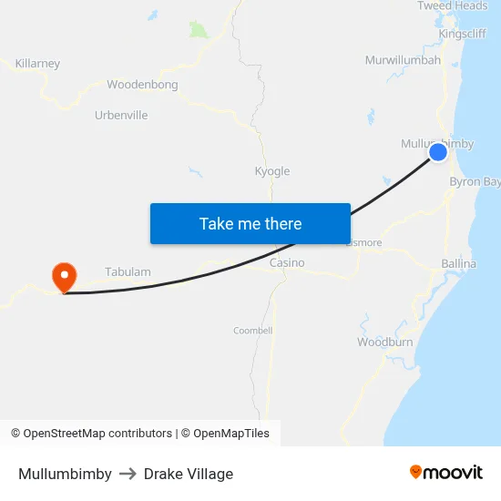Mullumbimby to Drake Village map
