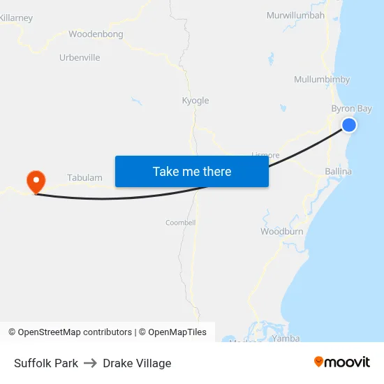 Suffolk Park to Drake Village map