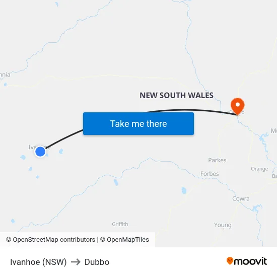 Ivanhoe (NSW) to Dubbo map