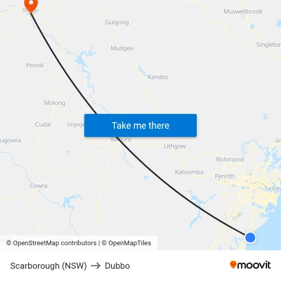 Scarborough (NSW) to Dubbo map