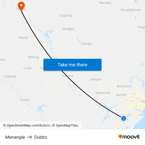 Menangle to Dubbo map