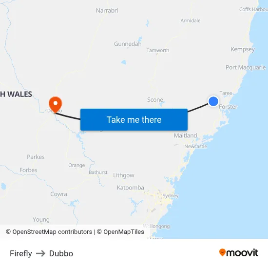Firefly to Dubbo map