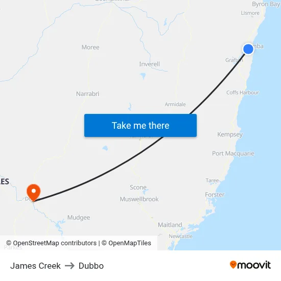 James Creek to Dubbo map