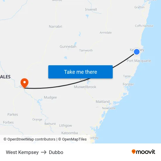 West Kempsey to Dubbo map