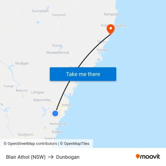 Blair Athol (NSW) to Dunbogan map
