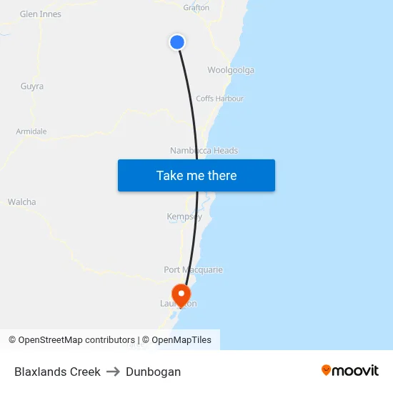 Blaxlands Creek to Dunbogan map