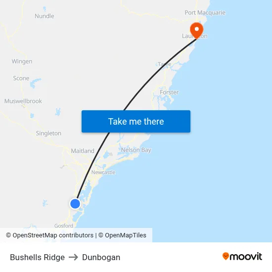 Bushells Ridge to Dunbogan map