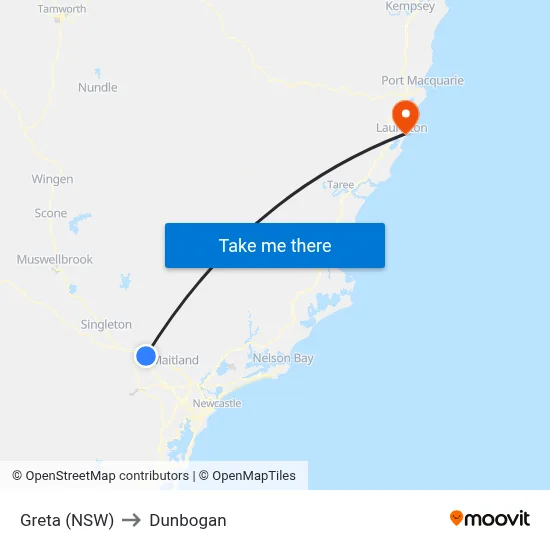 Greta (NSW) to Dunbogan map