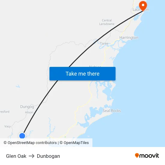 Glen Oak to Dunbogan map