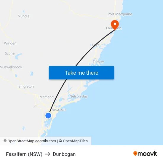 Fassifern (NSW) to Dunbogan map
