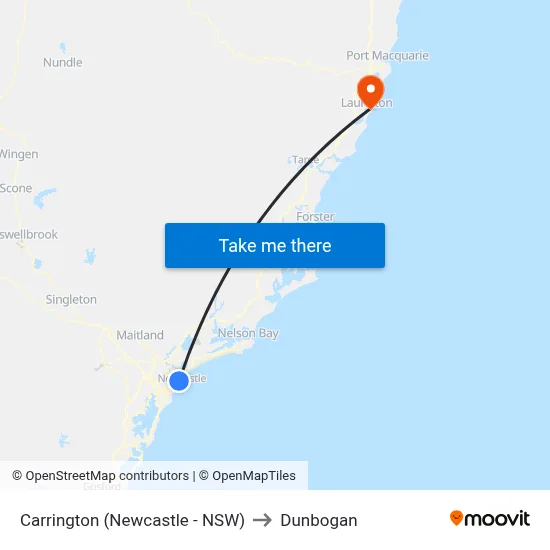 Carrington (Newcastle - NSW) to Dunbogan map