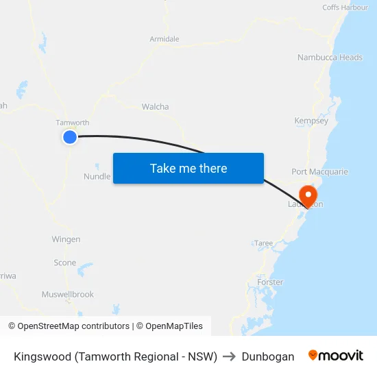 Kingswood (Tamworth Regional - NSW) to Dunbogan map
