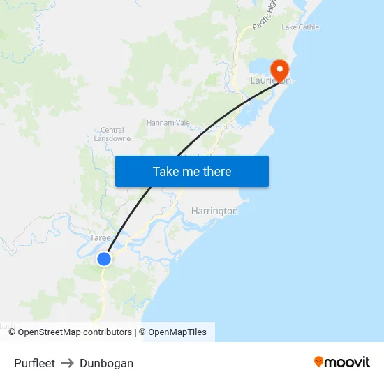 Purfleet to Dunbogan map