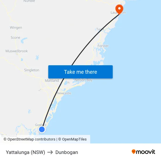 Yattalunga (NSW) to Dunbogan map