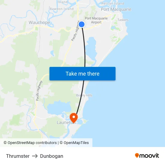 Thrumster to Dunbogan map