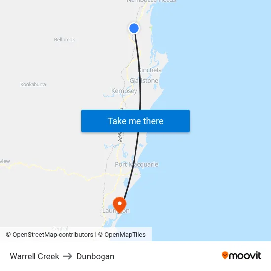 Warrell Creek to Dunbogan map